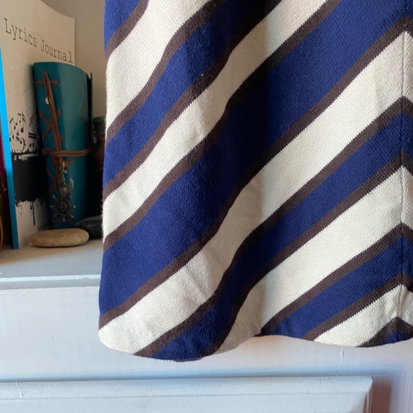 Molly | Navy Chevron Stripe Cashmere Silk Dress - Picture 3 of 10